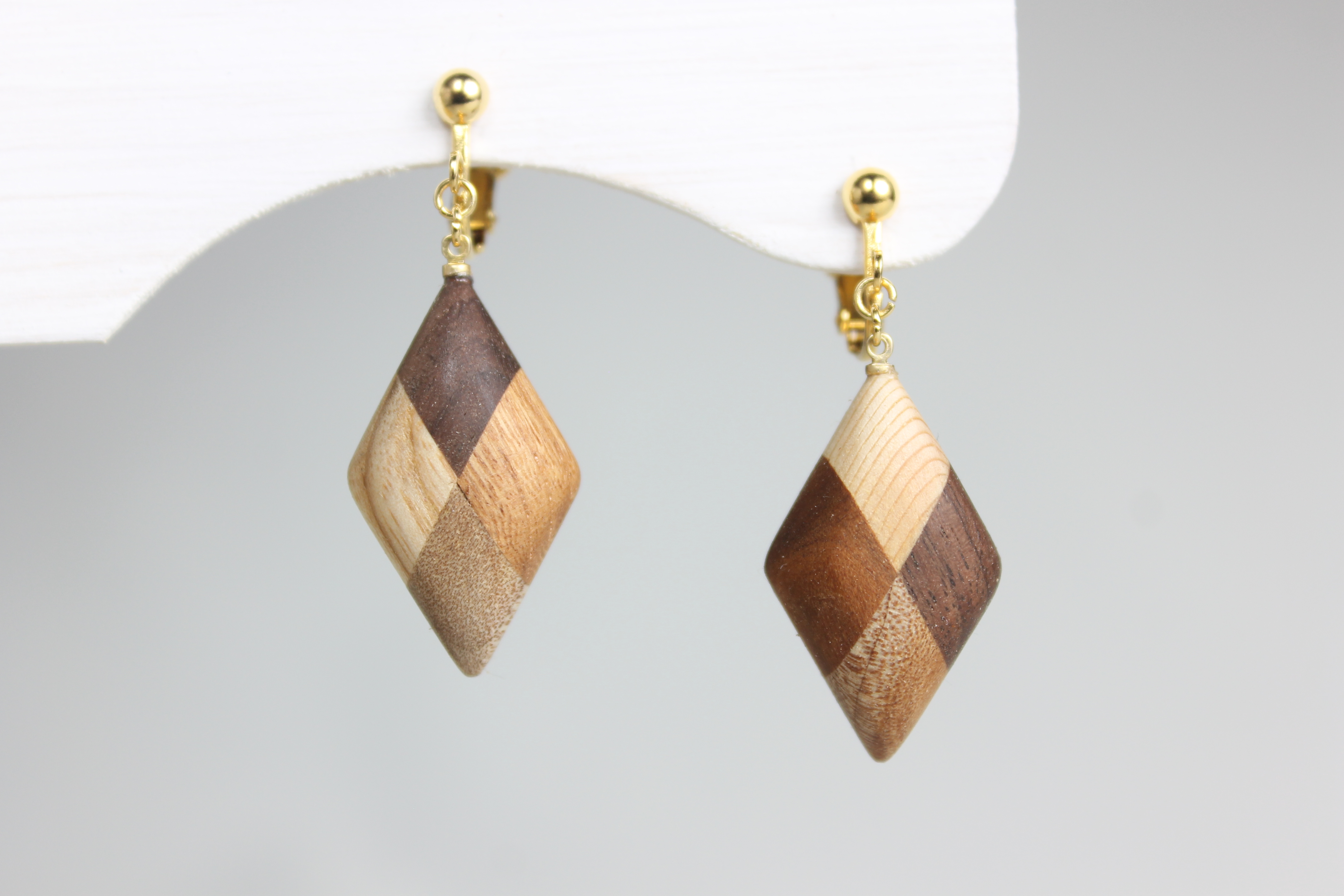 寄木のダイヤピアス・イヤリング